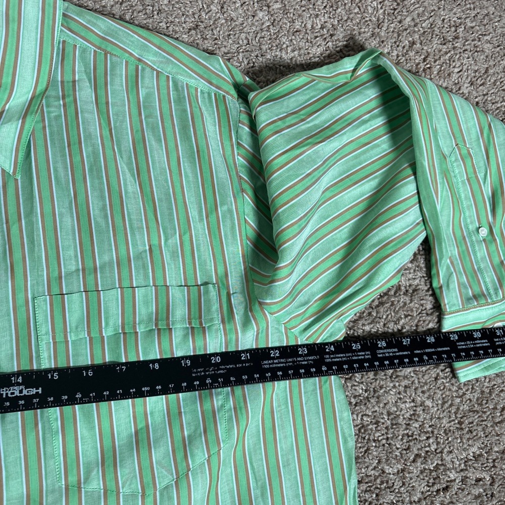 OAS Sunshade Piano Shirt XL Green Striped Cotton Tencel Button Down Portugal - Picture 4 of 9